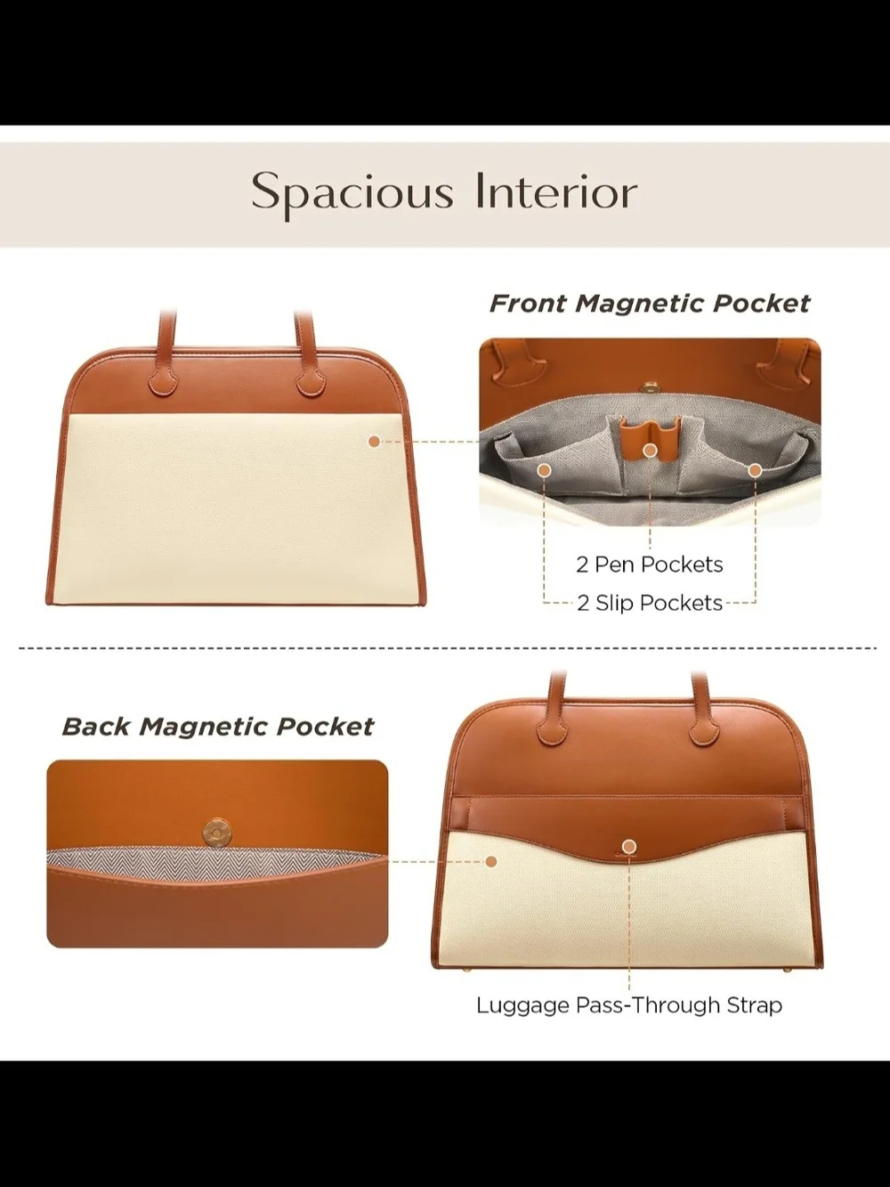 Canvas & Leather Tan/Beige Brief Tote - Men